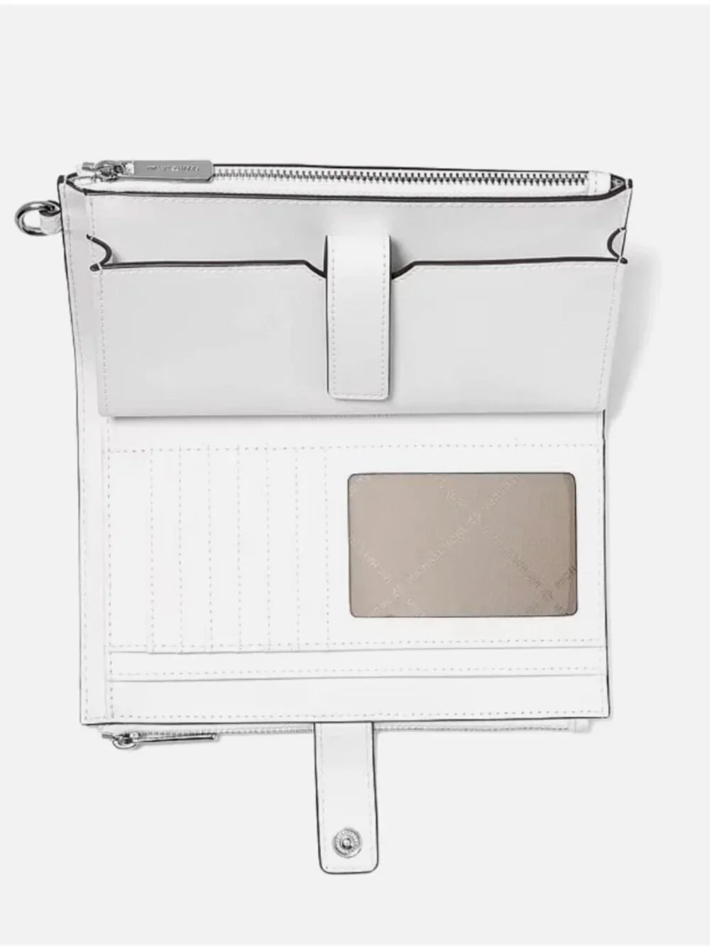 New Michael Kors Jet Set Travel Rainbow Logo Embossed Wallet Optic White Multi